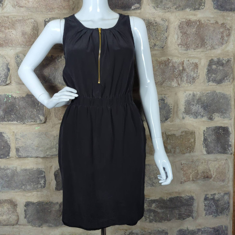 ELIZA J Black Sleeveless Dress‎ Woman's 4P Knee Length Gold Exposed Zipper Party